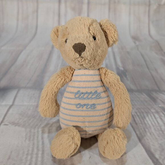 JellyCat Beige Little One Blue Bear Rattle Soft Plush Toy - Picture 2 of 8